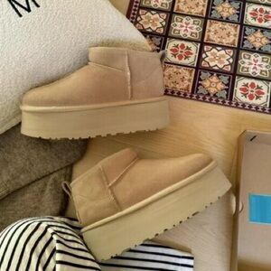 UGG Women's Beige Platform Winter Boots
